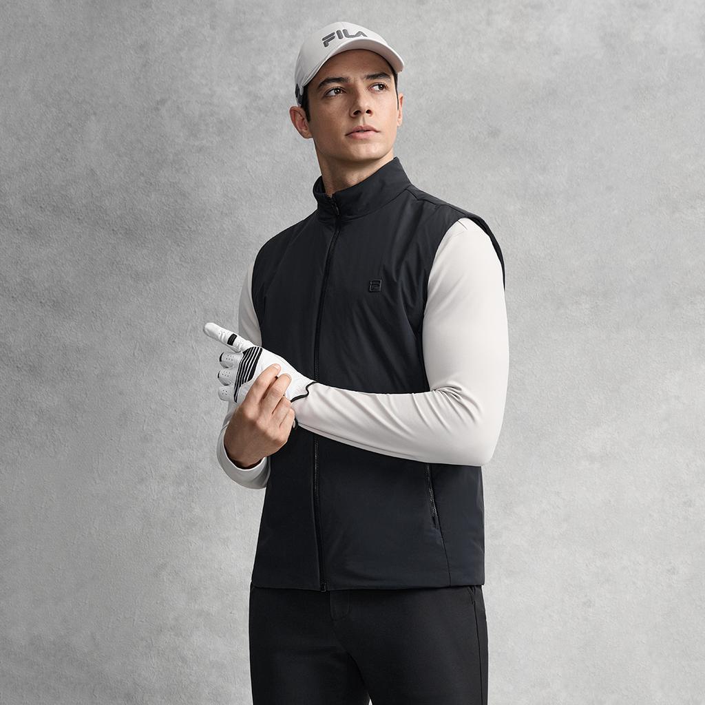 FILA Golf Series Fashion Casual Sports Versatile Simple Design Comfortable Cotton Vest Men vest Deep-Black A11M615912FBK