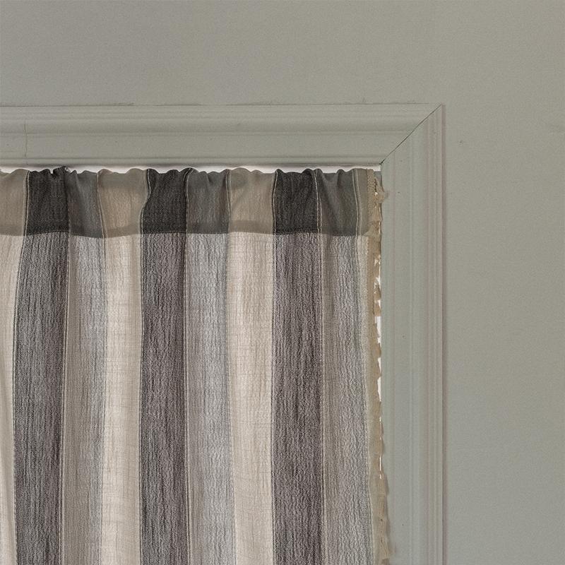 Short Cotton Curtain for Kitchen Window, Gray Stripe, Linen, Living Room, Cafe Cabinet Cover, New Half Curtain