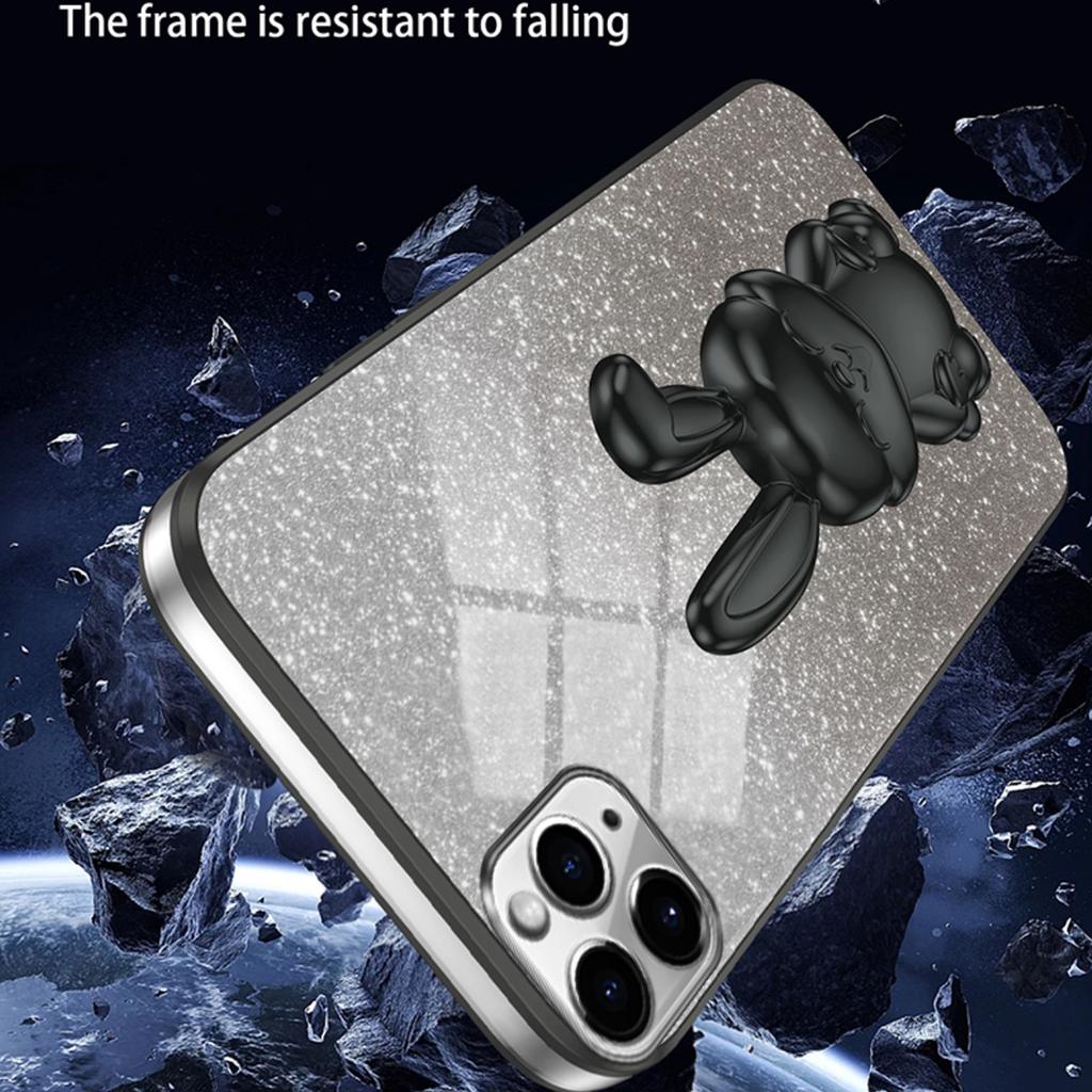 For iPhone 11 Pro Max Cartoon Rabbit Case Pull-out Kickstand Smart Phone Cover