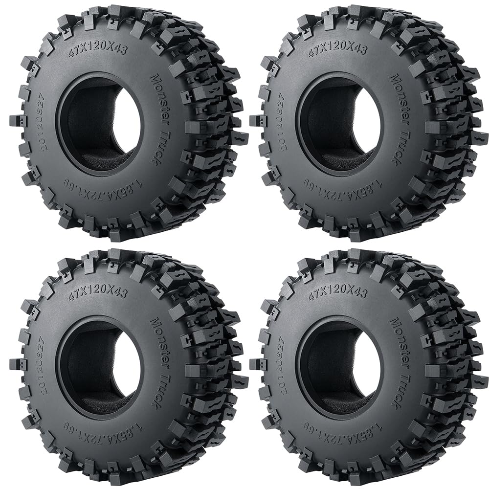 120mm 1.9 Rubber Rock Tires Wheel Tires for 1/10 RC Rock Crawler SCX10-AXI03007 (4 Pieces)