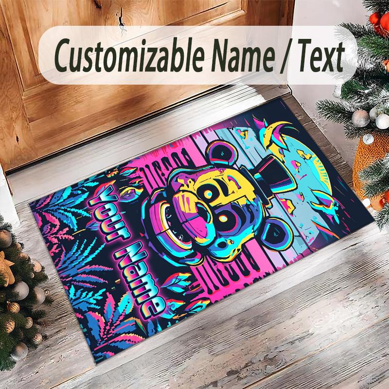 Personalized Crystal Velvet Carpet Custom Name Text,Five Nights at Freddy’s Anti Slip Area Rug For Home Decoration