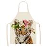 Kuchař Olej a skvrny Zástěra Květinová Roztomilý zvířecí vzor Lněná zástěra Home Clean Vaření Pečení Kuchyňská Zástěra 47X38CM 68X55CM