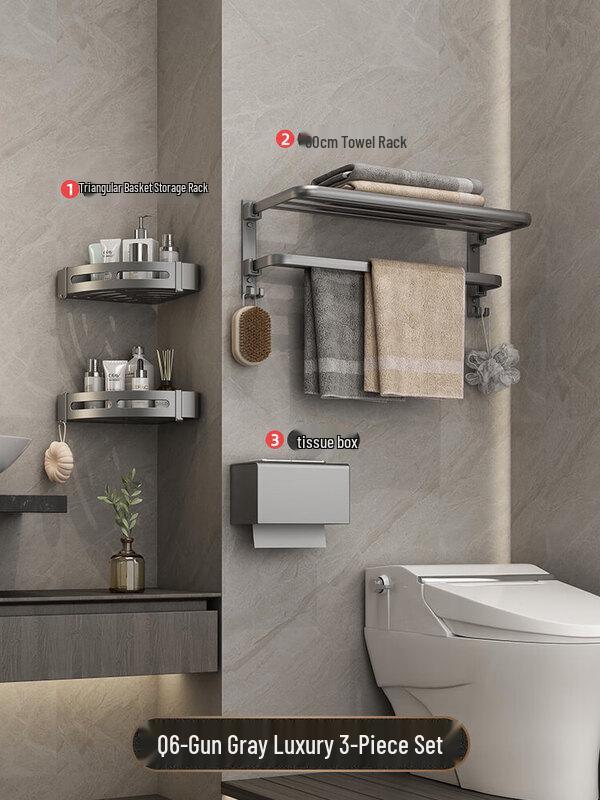 Lionxun Q6 Настенный набор полок для ванной комнаты из космического алюминия без сверления