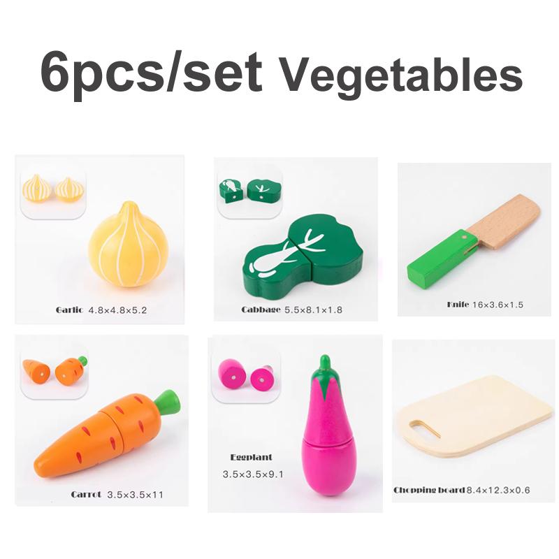 6/9/12pcs Fruit Cutting Toys Magnetic Wooden Cutting Fruits Vegetables Play House Simulation Kitchen Food Toys for Children