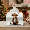 2D Flat 1pc, Tissue Box. Cartoon Cow Playing with Toilet Paper Pattern Napkin Dispenser, Reusable, Daily Desktop Tissue Storage Box, Suitable for Kitc