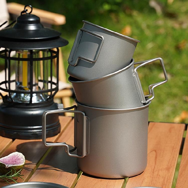 Camping Picnics Water Mug with Folding Handle Coffee Mug Hiking Backpacking Cup Light Weight Outdoor Water Cup Enduring