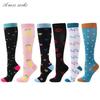 6 PAAR Kompressionssocken für Männer Frauen Laufen Krankenschwesternsocken Krankenschwestern Sport Damen Dame Damen Laufen Blumen Tier Frucht