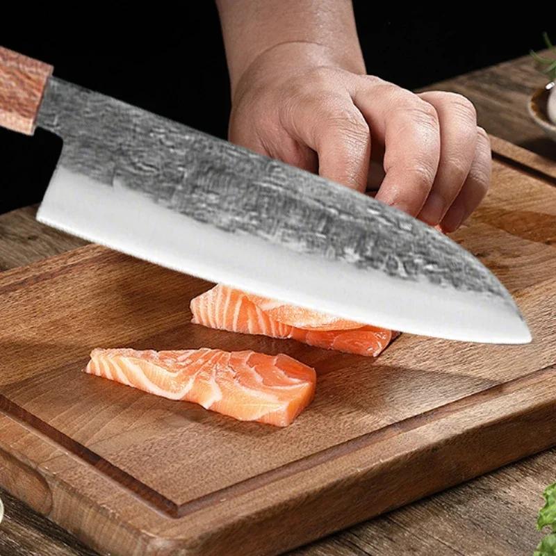 WXCOO High Carbon Steel Chef Knife Japanese Professional Kiritsuke Kitchen Knives Sharp Meat Cleaver Handmade Butcher Knife