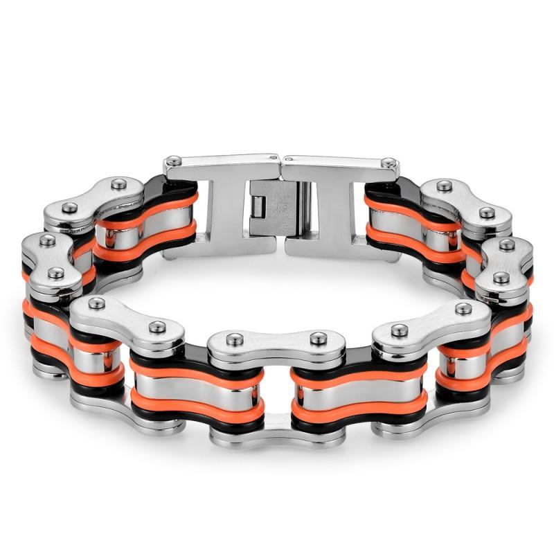 Stainless Steel Biker Bracelet Men - Hip Hop Style Cycling Safety Accessory With Chain Design Geometric