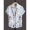 2026 Men's Summer Shirt Lapel Design Swimming Circle Gorilla Pattern Men's Large Size Shirt Fashion Loose Seaside Partywear