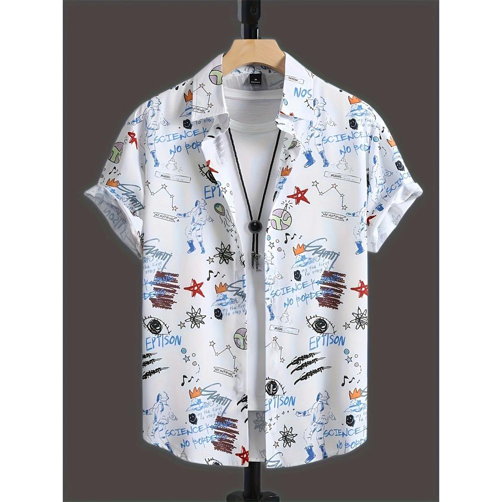 2026 Men's Summer Shirt Lapel Design Swimming Circle Gorilla Pattern Men's Large Size Shirt Fashion Loose Seaside Partywear