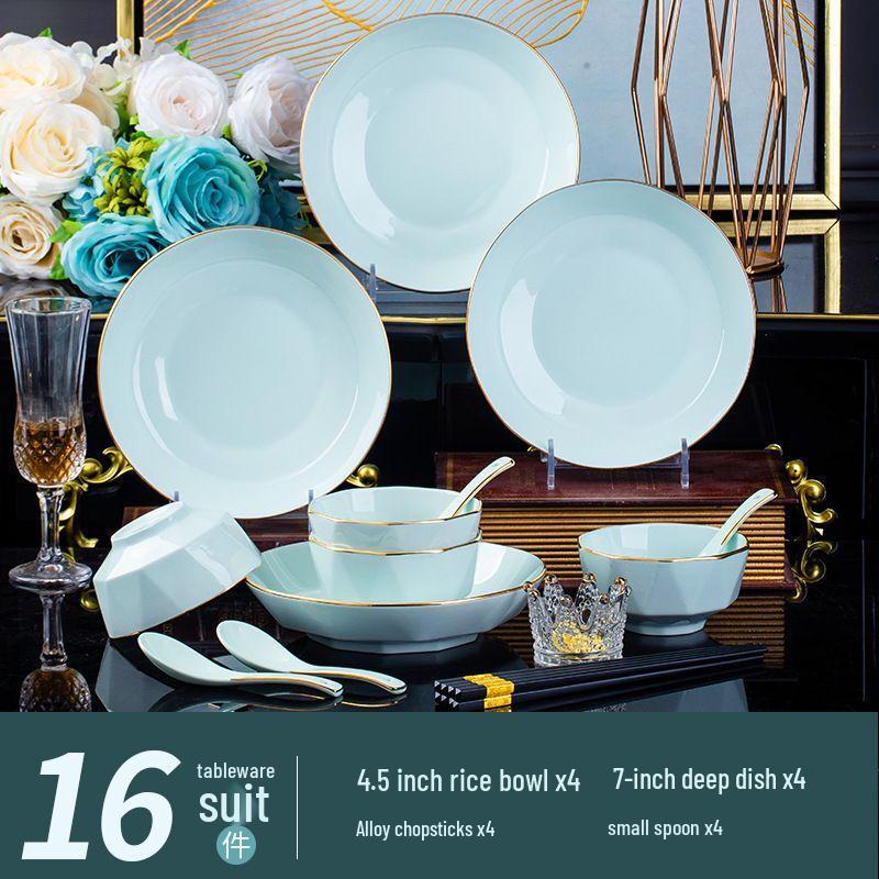 Jingdezhen Ceramic Gold-Painted Dinnerware Set