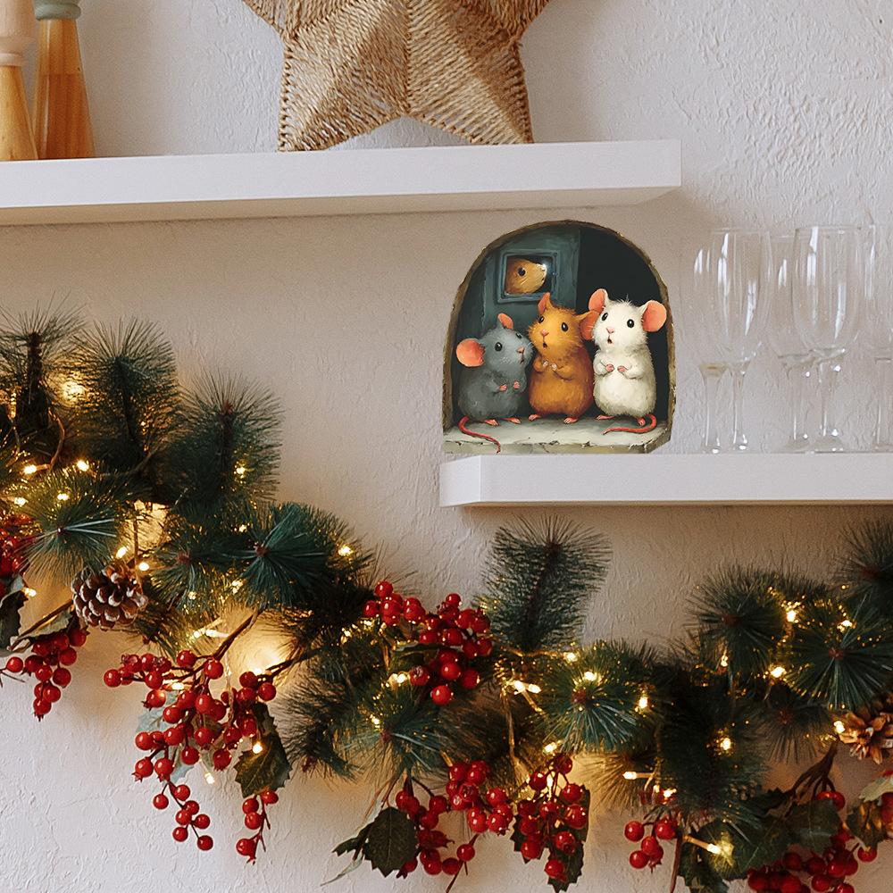 DIY Home Decoration Wall Stickers with Cute Little Mouse Holes Can Be Stuck At Will