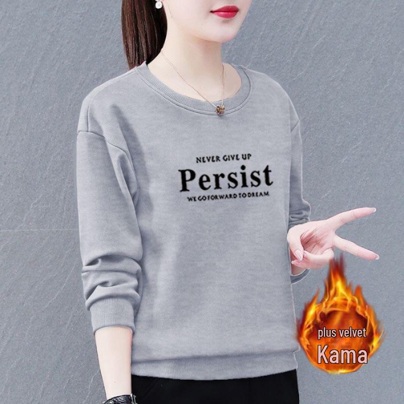 Huamian Women's Plus Size Velvet-Lined Sweatshirt - 2023 Autumn/Winter Casual Loose Fit Pullover Jacket