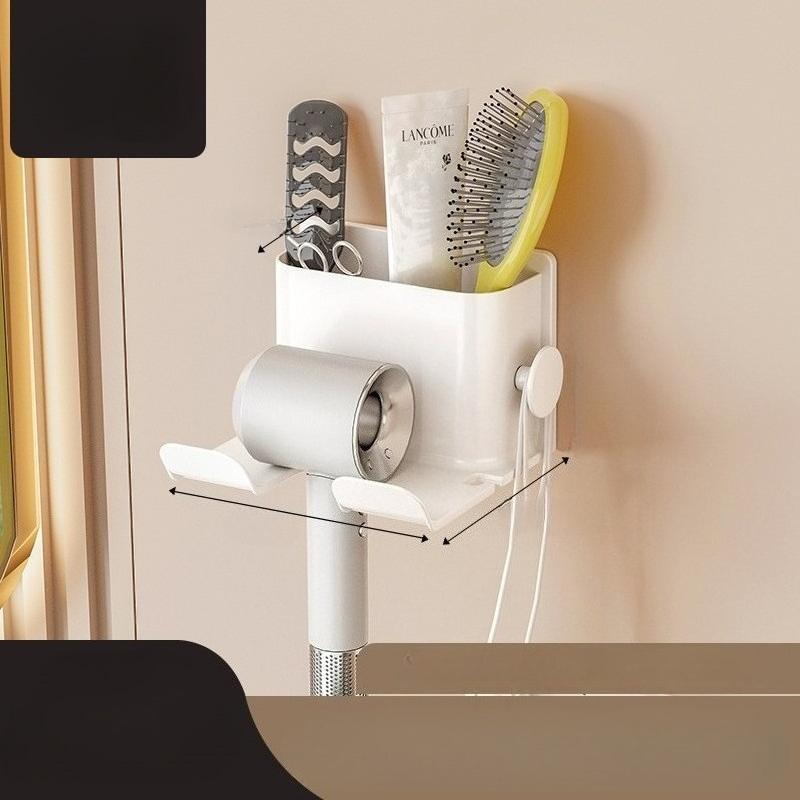 1Pc Bathroom Wall Hanging Hair Dryer Rack No Punching Household Toilet Hair Dryer Hanger Storage Artifact Wall Hanging Bracket