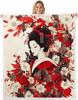Japanisches Geisha-Mädchen ÜberwurfdeckeRosa Lila Blumenmuster DeckenMond Sternenhimmel Nacht Fleece Decke für Kinder Mädchen Frau Erwachsenen
