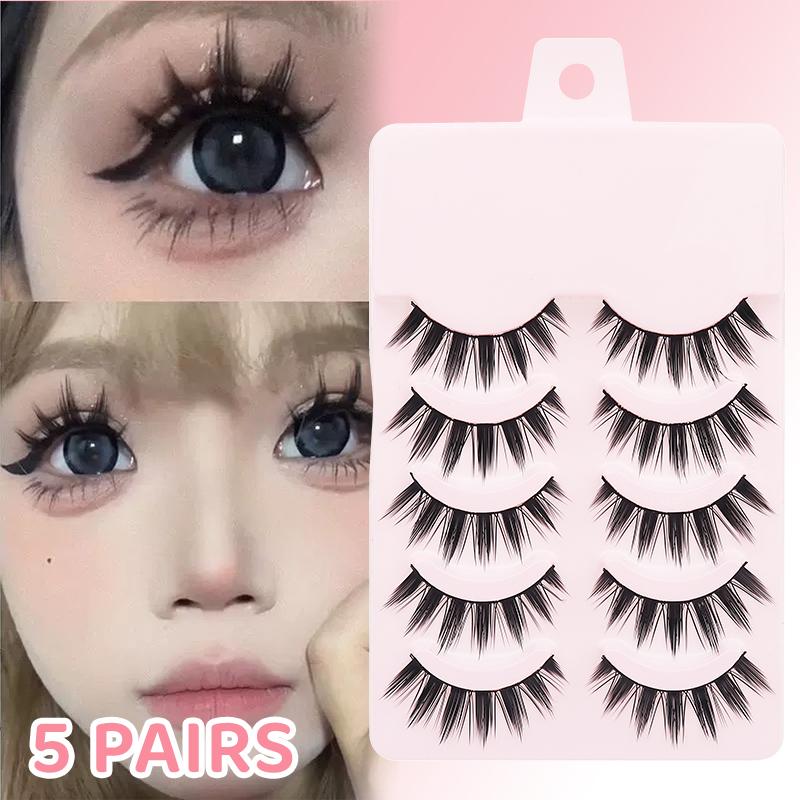 5 Paia Ciglia Manga Ciglia Occhi Ciglia Morbide Naturali Lunghe Ciglia Finte Anime Wispy Striscia Ciglia Finte Trucco