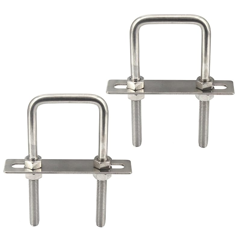 M8x40x90mm 304 Stainless Steel Square U Bolts with Hex Nuts,Frame Plate,Round Washers (2 Pieces) M8x55x140