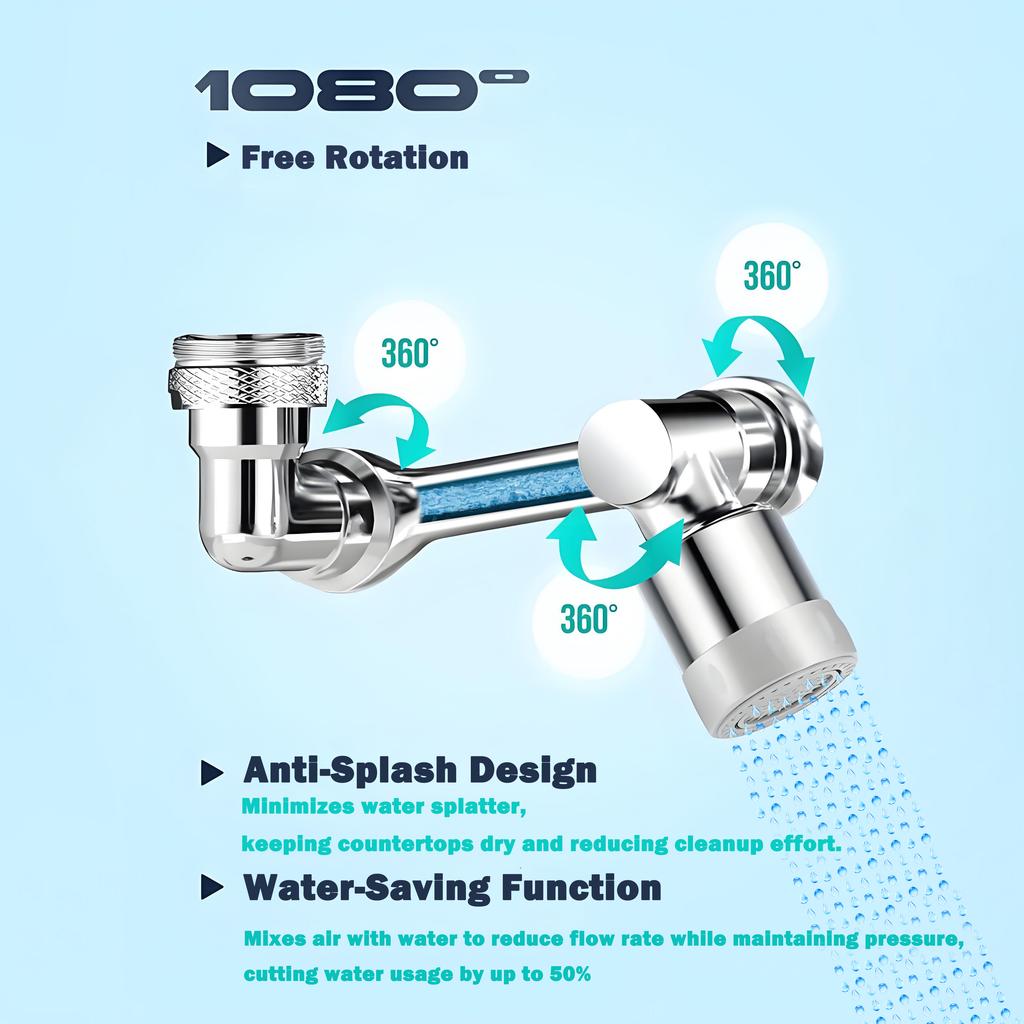 Faucet Extender 1080 °Swivel Water Tap Nozzle Faucet Sprayer Universal Bathroom Mixer Aerator 2 Spray Modes