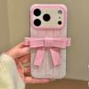 Korean Style Polka Dot 3D Pink Bow iPhone 17 Pro Max Case Creative Design 14 Pro Cover Fashion Full Edge Protection