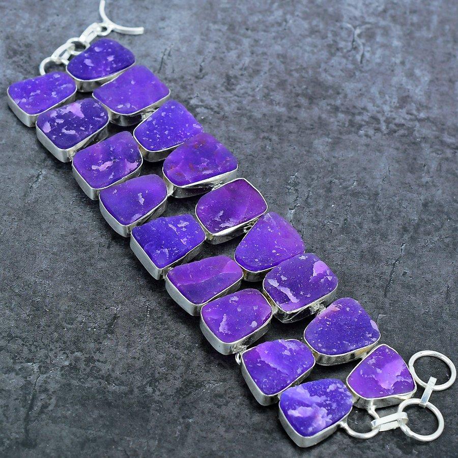 Hememorphite Druzy Handmade 925 Sterling Silver Bracelet 7-8" p2R05