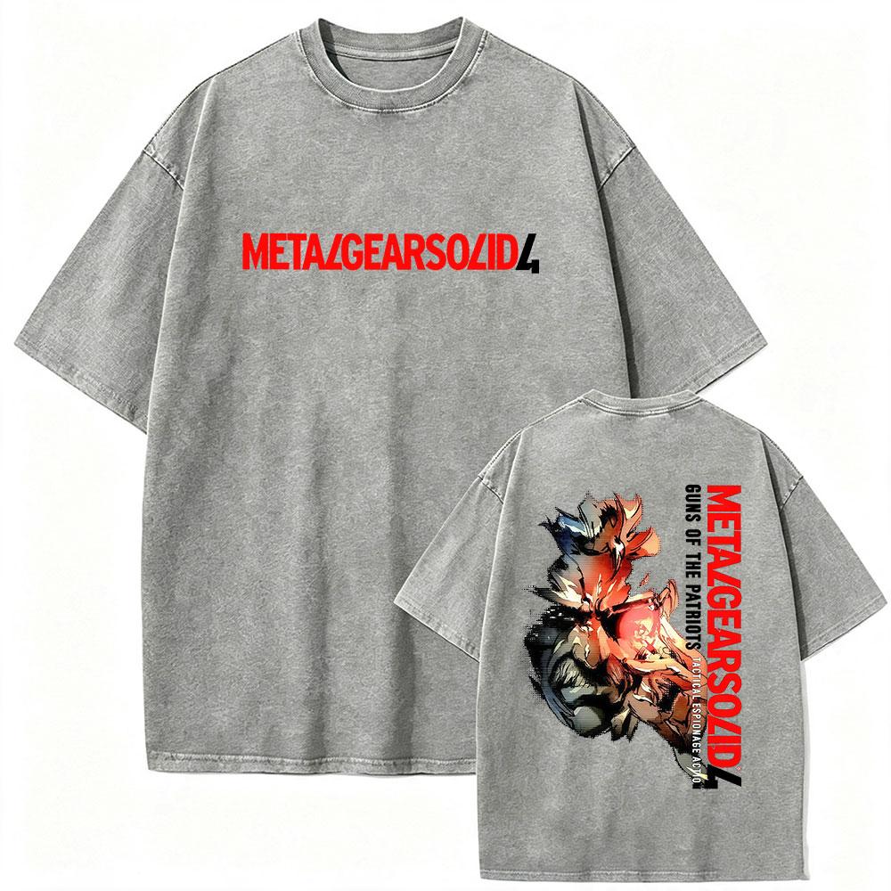 Hot Game Metal Gear Solid 3 Snake Eater Vintage Washed T Shirt Unisexs Loose Player Fans Fashion Short Sleeve Tshirts Streetwear
