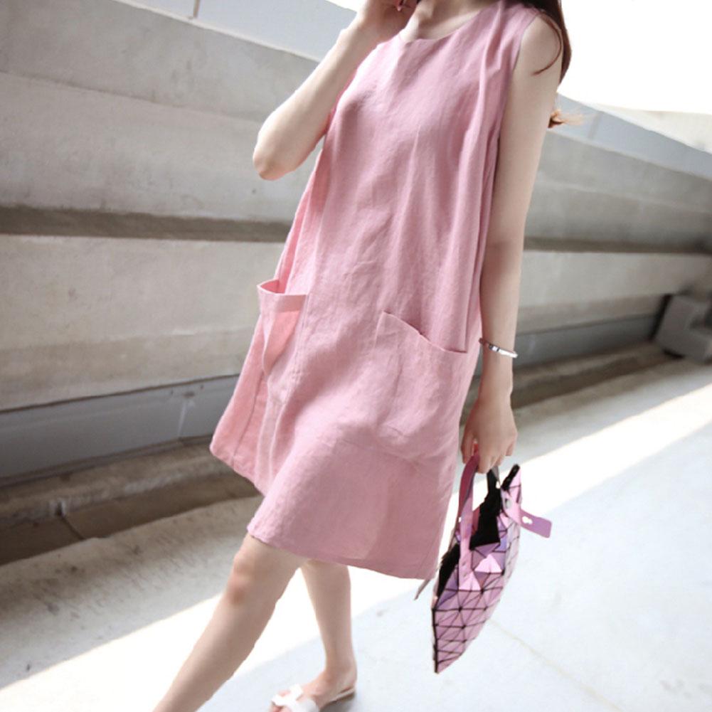 

Платья больших размеров Женское хлопковое льняное макси-летнее платье XL