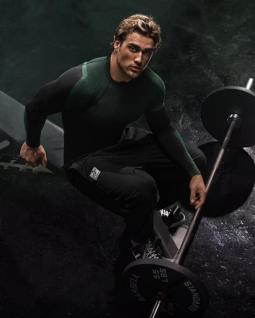 American Style Men's Quick Dry Color Block Long Sleeve Running Base Layer