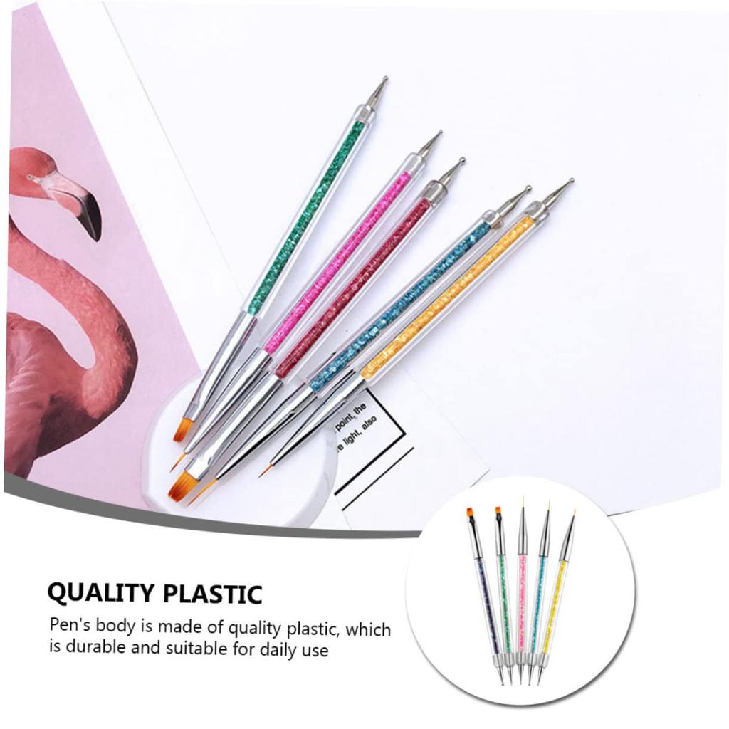 LINMANDA 5-Piece Nail Art Pen Set Double-Ended Nail Art Dotting Pen Liner Brush Nail Art Dotting and Drawing Tool Set