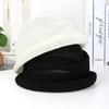 Summer Straw Pillbox Hat Curled Edge Circle Top Straw Hat  Sun Basin Hat