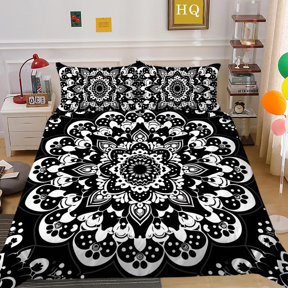 Zestaw poszewek na kołdrę 3D w kolorze czarnym Paisley King Size Home Textiles Girl Bedspread Luxury Bedding Cover Set