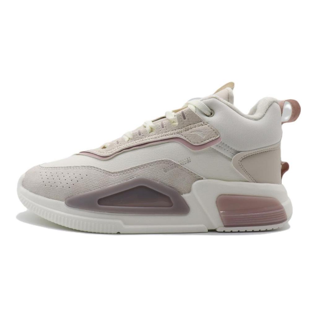 Anta Magic Cube 4 Fleece Shock Absorption Non-Slip Wear-Resistant High-Top Sports Casual Shoes Women Sneakers White Pink 122248980-2