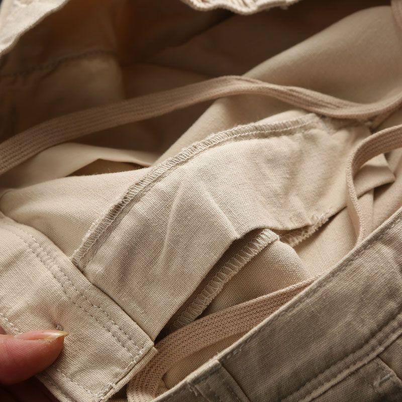 Cotton! Linen! OEM Goods out of Japan! Export Men's Clothing Balance Cargo with Logo Cut off Business Slim-Fitting Small Straight Casual Pants