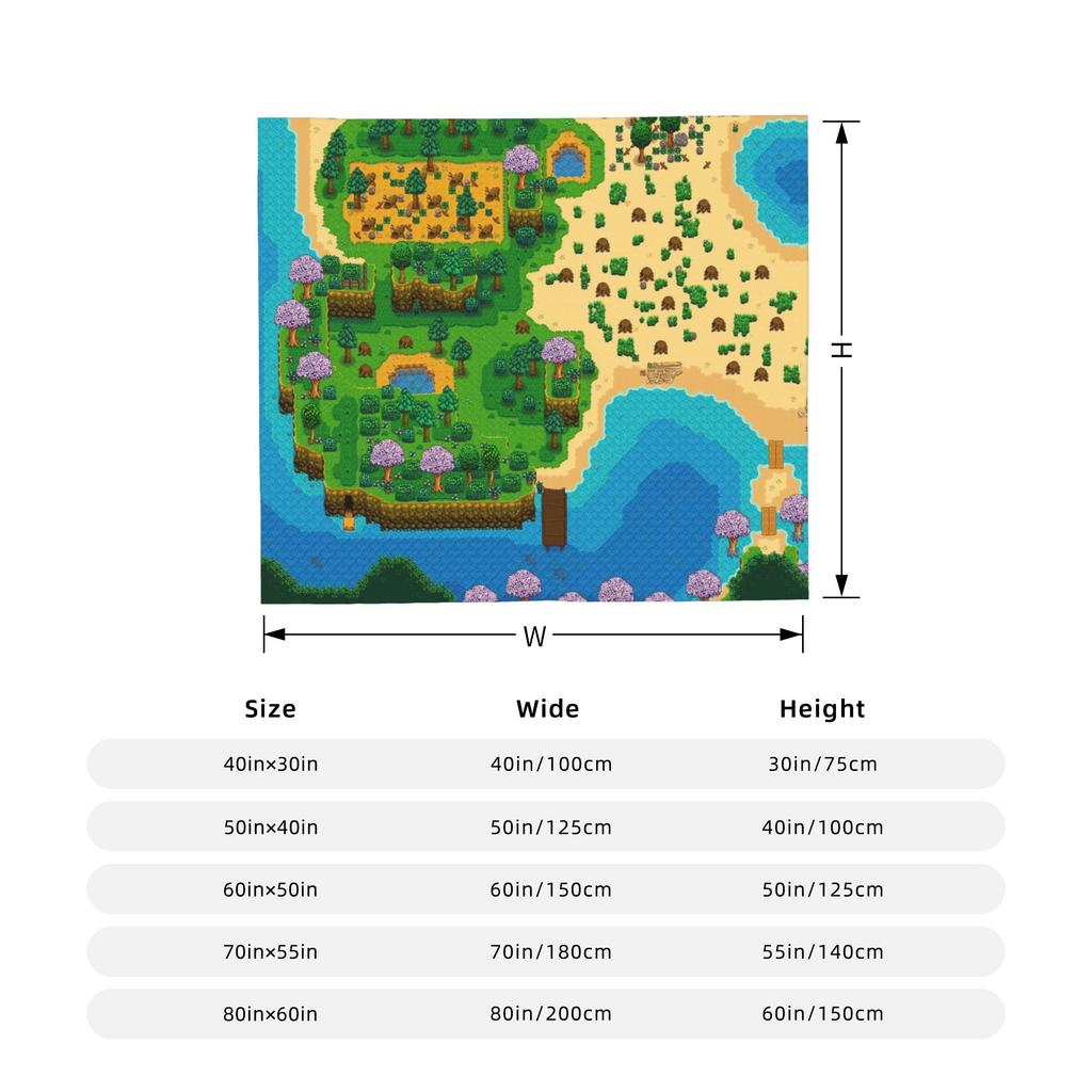 Stardew Valley Flussufer-Farm Gestrickte Decken Cartoon Anime Flanell Überwurfdecken Bettwäsche Sofa Personalisiert Warme Tagesdecke