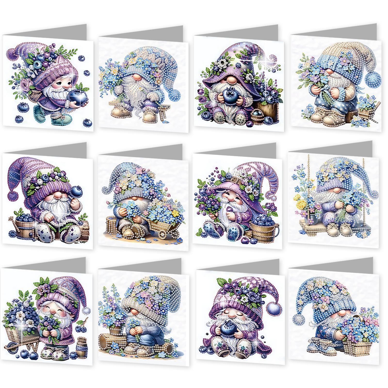 

12 Packs Flower Animal DIY Diamond Art Painting Greeting Card Kit with Envelopes for Beginner Adult Birthday Holiday Blessing