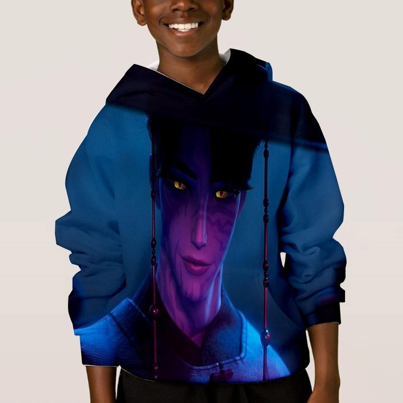 

KPop Demon Hunters Child Hip-hop Fun Pattern Clothing Fashion Casual Loose Kids Tops Children s Boy Hooded Sweatshirts 160