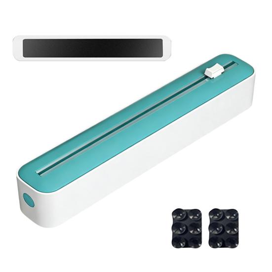 Wall Mounted Wrap Holder Plastic Dispenser with Slider Cutter, No-Drill Mount Magnetic Cutter Tool Cling Film Refillable Food for Kitchen Universal