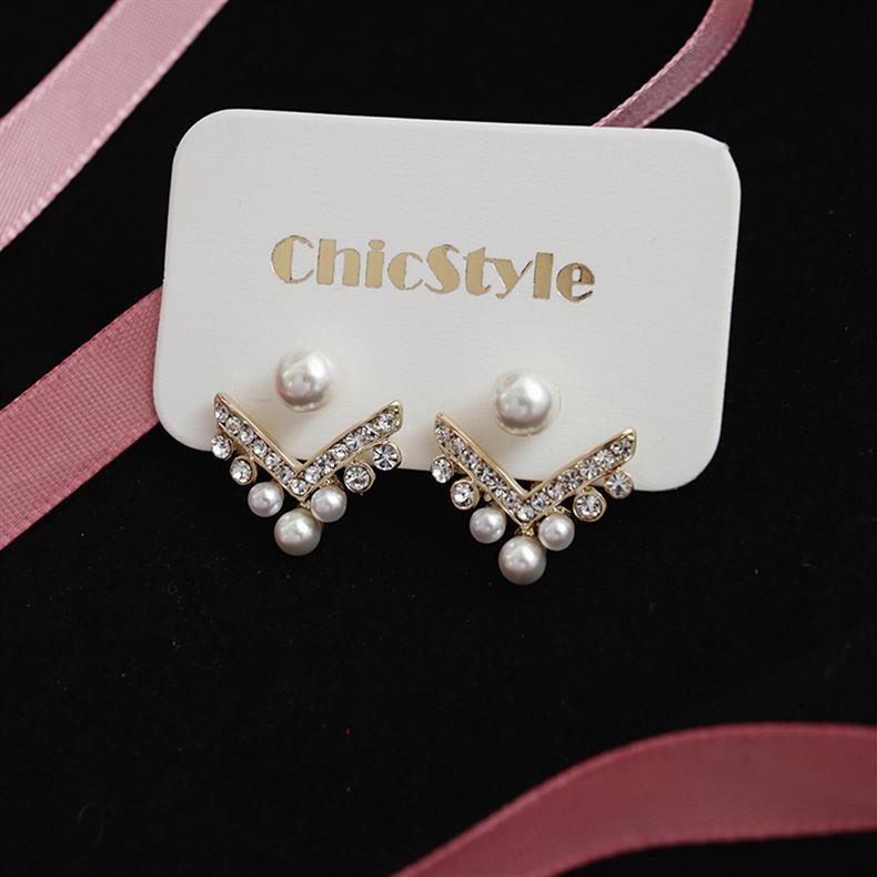 Damen Ohrringe Perlen- und Diamantohrringe Vor und Nach dem Hängen Federn Temperament Sanfte Vielseitige Ohrringe Weibliche Senden Freundinnen