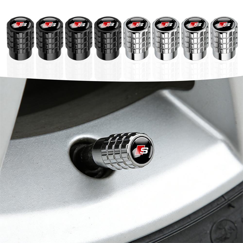 2026 4pcs Metal Wheel Tire Valve Air Stem Cap Covers For 4YGYE A3 A4 A4L A5 B3 B4 B5 B6 B7 B8 RS3 Quattro C5 C6 C7 C5 C6 C7 TT A1 Q7