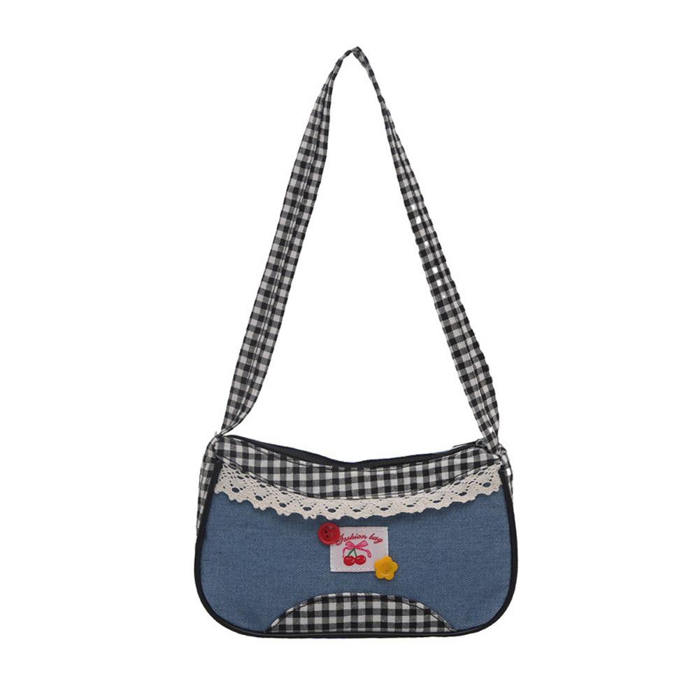 Cute Checkered Handheld Handbag Underarm Bag Sweet Women's Simple And Fresh Fashion Casual Commuting Shopping Shoulder Bag