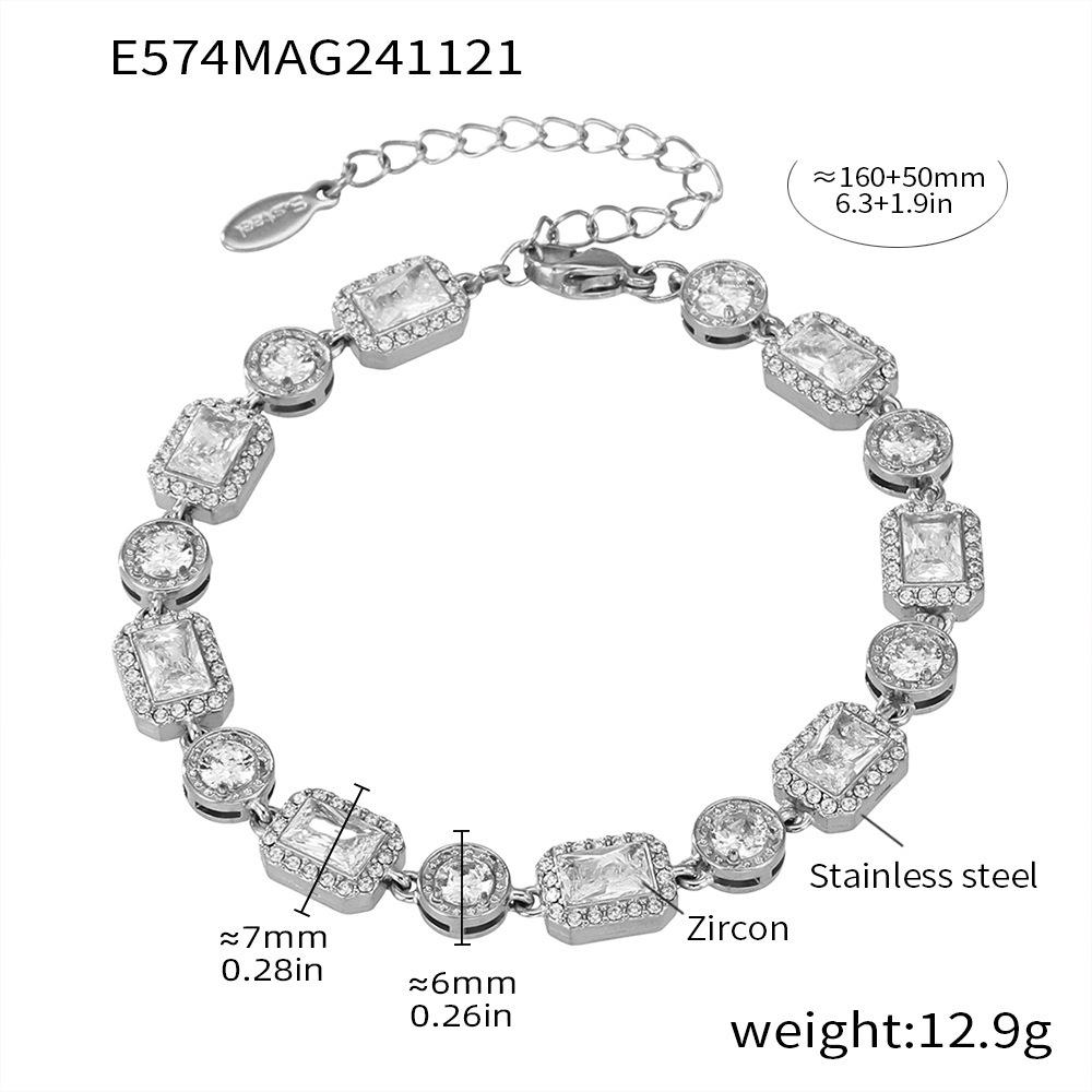 Qiongyao 18K Gold PVD-Plated Stainless Steel Zircon Geometric Handmade Bracelet