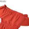 ZANZEA Women Casual Loose Off Shoulder Holiday Beach Long Dress