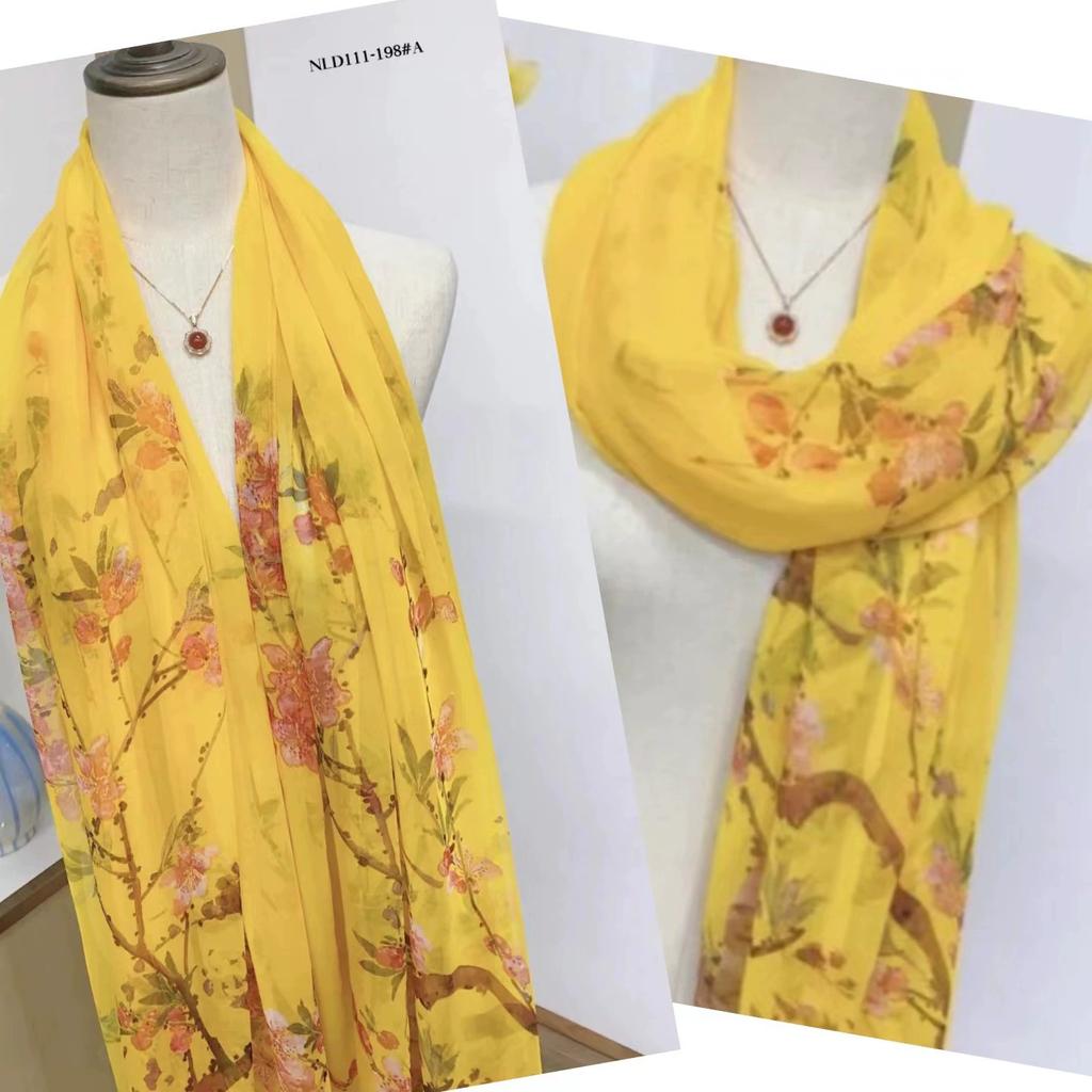 Silk Scarf Women Hijab Pashmina Long Beach Stoles Shawl Wrap Headbands Spring Warm Scarves Bandana Ladies Neckscarf Foulard