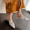 Baotou Cool Slippers Spring And Summer Triangular Buckle Hollow Thick Heel Wrinkled M Ü Ller Shoes For Women