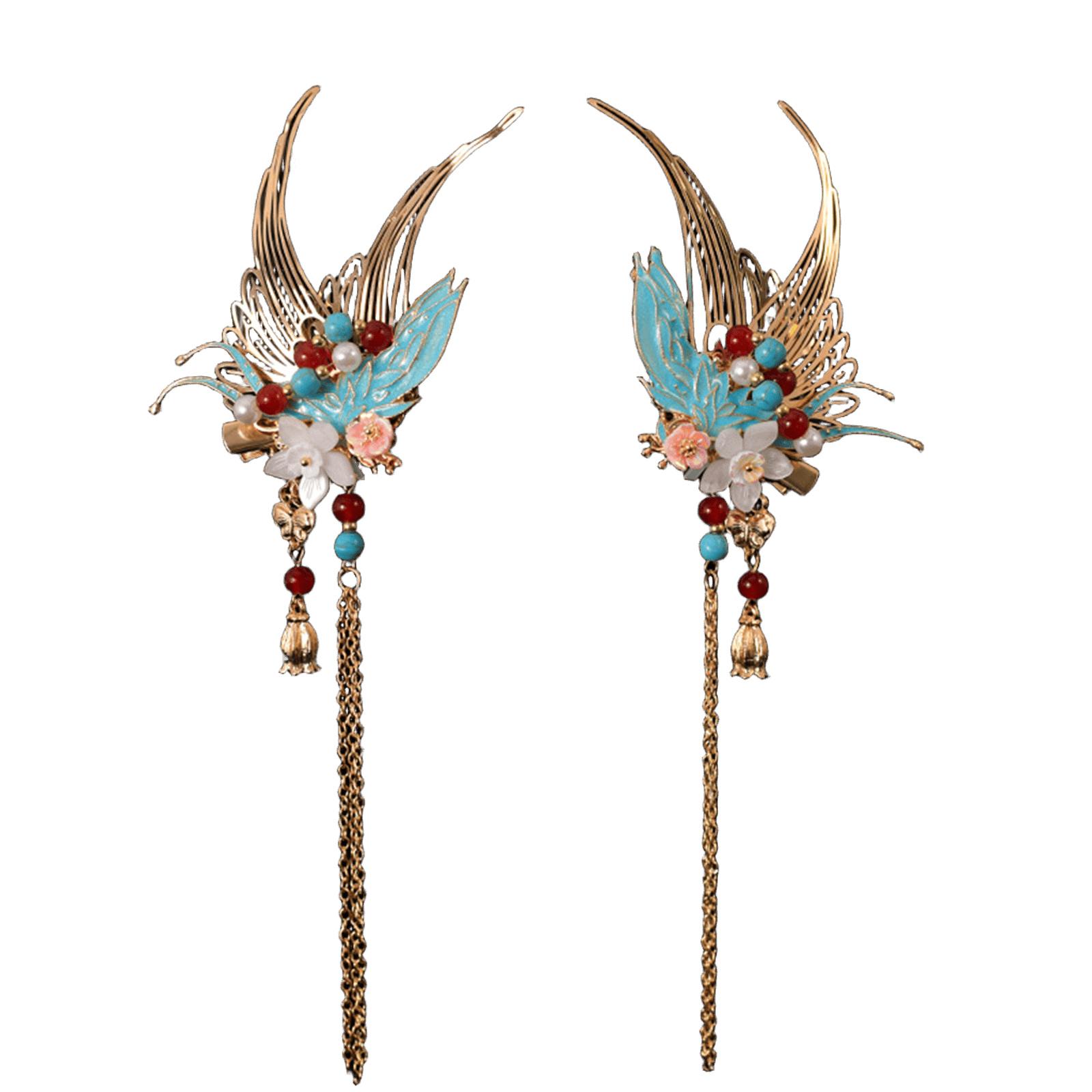 

Заколка для волос Феникс с кисточками Филигранный Буяо для женщин и девушек Буяо для традиционных головных уборов Ювелирные украшения для волос 1