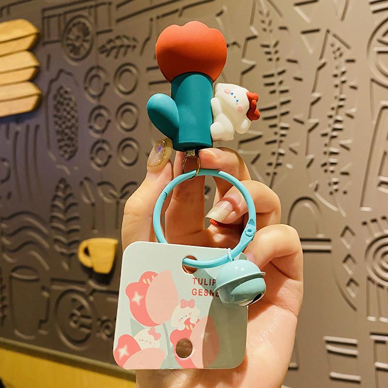 

Милый брелок-фонарик в виде тюльпана, фиолетовый, цинковый сплав, ПВХ, для ключей, сумок, подарков и