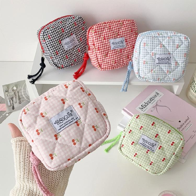 Cherries Decoration Sanitary Pad Storage Bag Water Resistant Practical Polyester Organizer For Travel Cosmetic