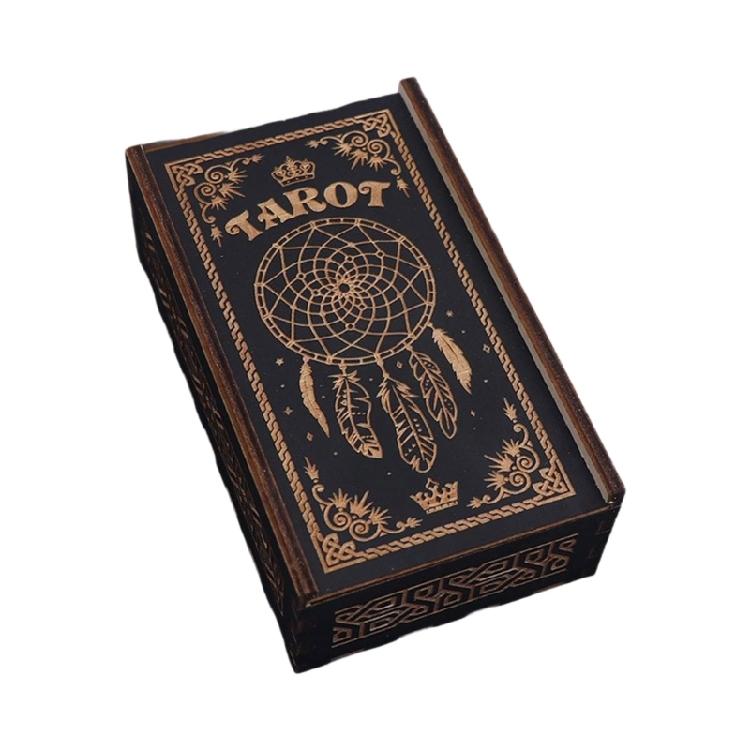 Wood Push Pull Tarots Card Storage Box Portable Card Container Astrology Trinkets Box Divination Card Storage Case