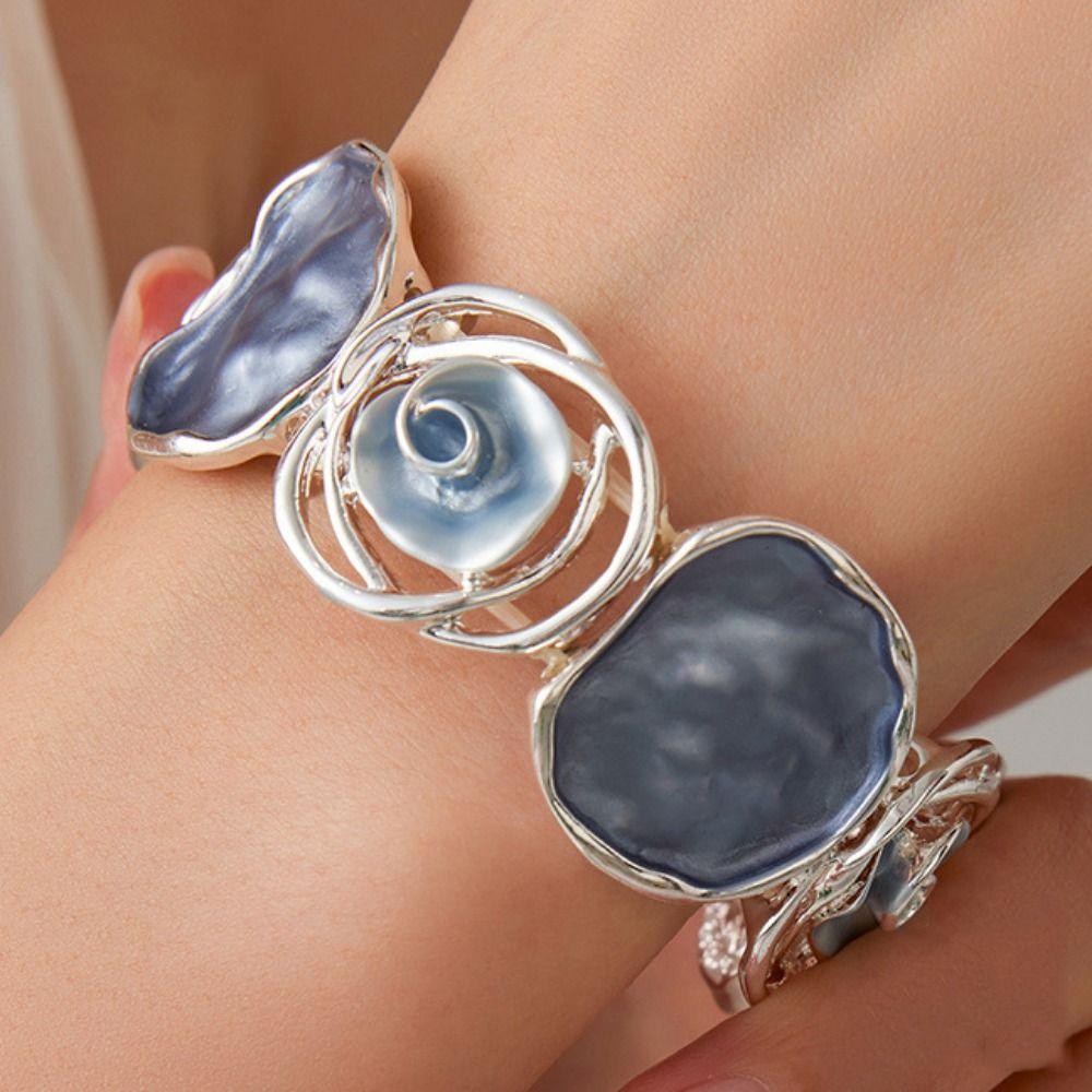 Elastic Buckle Colored Oil Rose Bracelet Women's Hand Bracelet  Gifts for Women Girl