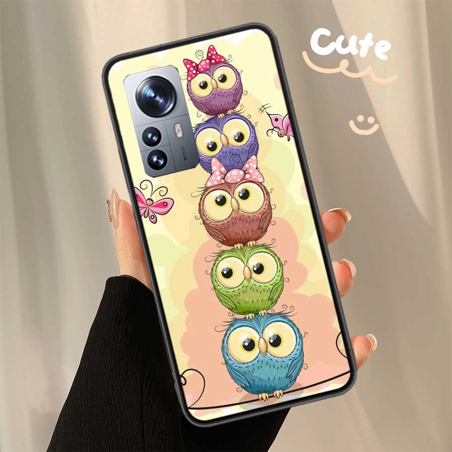 Cute Owl Hearts Lover Christmas Phone Case For Xiaomi Poco X6 X5 X4 X3 GT NFC M4 M5 Pro 5G M3 Mi Note 10 Lite F5 F4 F3 F2 F1 Cap